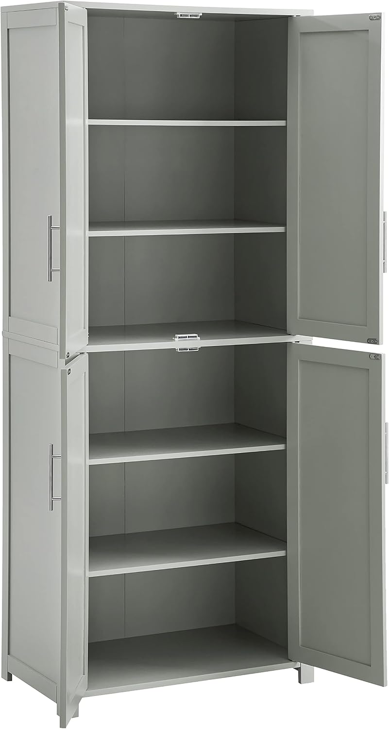 Crosley Furniture Savannah Tall Pantry Storage Cabinet with Shelves, Kitchen, Dining, or Laundry Room, Gray