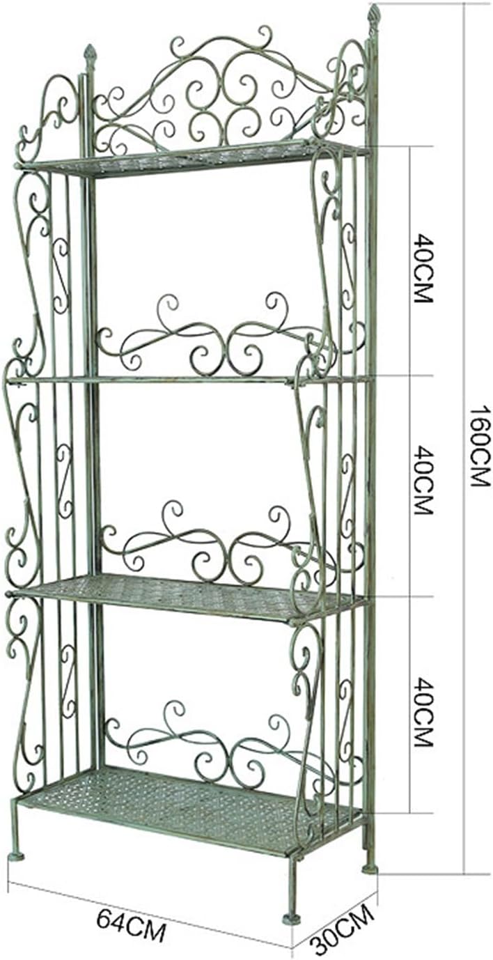 Metal Garden Trellis, Indoor Outdoor Planter Display, Heavy Duty Iron Plant Trellis, Strong Load-Bearing Capacity, Iron 4-Tier Bakers Rack for Garden Patio Balcony Living Room(White)