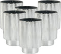 Serene Spaces Living Silver Ribbed Pedestal Glass Votive Holder, Table Centerpiece, Home, Office, Wedding, Birthday, Holiday & Special Events Decor, 3.5' Diameter & 5' Tall, Pack of 24