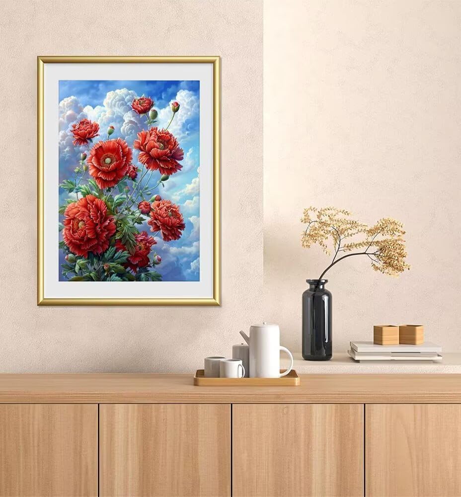 Paint by Number for Adults Flower Adult Paint by Number on Rolled Canvas Drawing Acrylic Paintwork DIY Crafts Without Frame Red40x53 inch Model YEYUMEOZS-Y