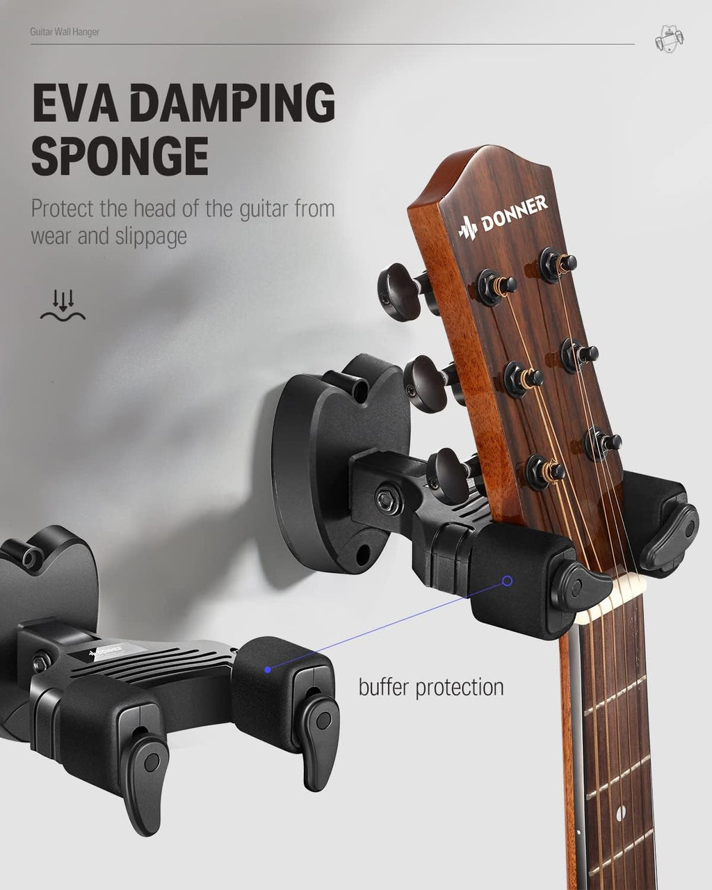 Donner Black Acoustic Guitar Kit-Guitar Wall Mount Locking