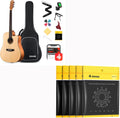 Donner Acoustic Guitar Kit for Beginners Adults with 5-Pack 11-50 Guitar Strings