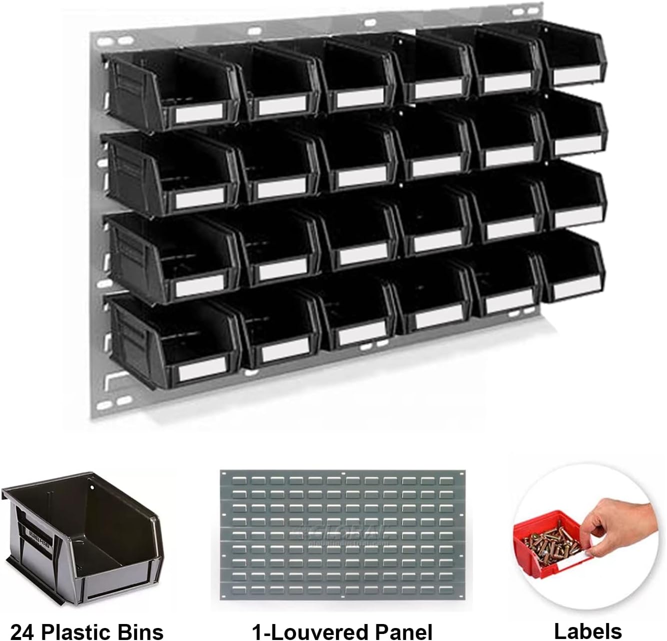 1275 Piece Plastic Bin Assortment with Hanging Panel - Grade 8 Fine Thread…