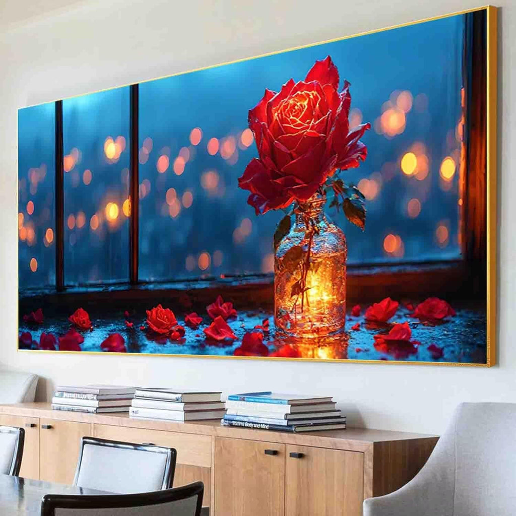 Red Rose Paint by Numbers Kit for Adults Frameless Flower Painting Kits for Adults Beginner DIY Acrylic Oil Paint pre Drawn Canvas with Brush Craft Picture for Home Wall Decor Gifts 100x200cm -72t5
