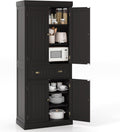 Tangkula 72' H Kitchen Pantry Cupboard Cabinet, Traditional Freestanding Large Tall Storage Cabinet with 2 Cabinets and Drawer, Adjustable Shelves, for Living Room Kitchen, 30 x 16 x 72 Inch