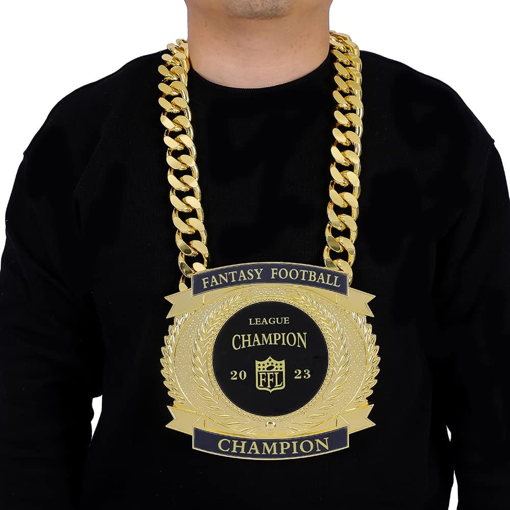 Fantasy Football Championship Chains Award, Champ Chains Award Winner Prize Trophy, 7-3/4″ x 7″ Large Champ Medal