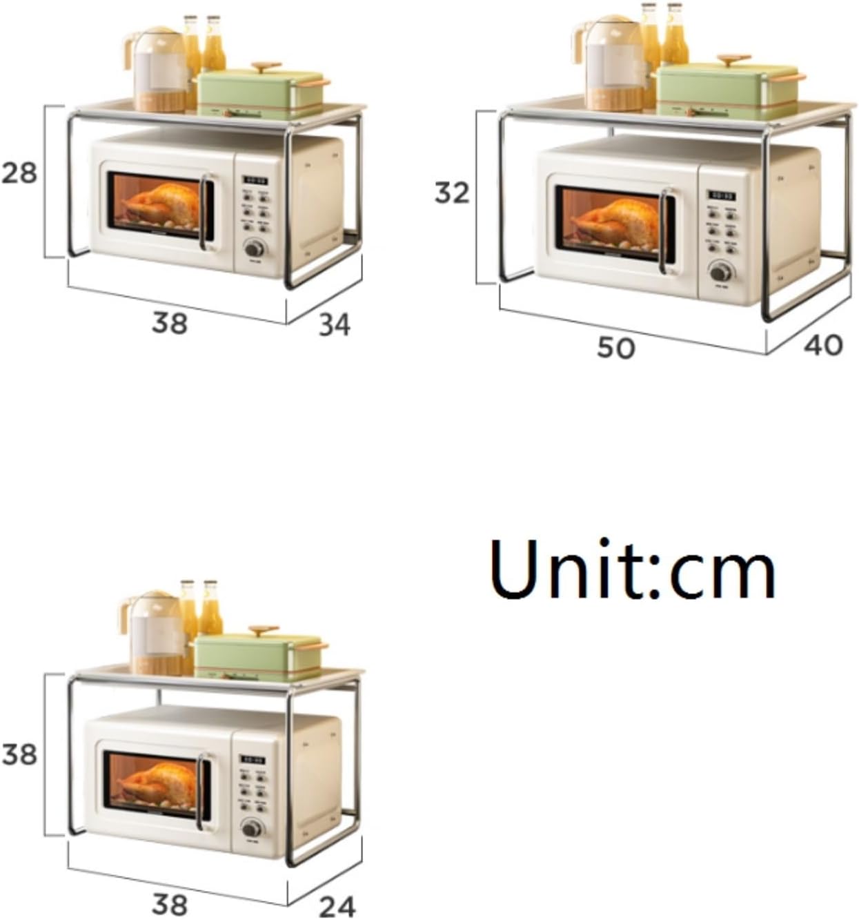 Microwave Oven Rack,Modern Kitchen Baker's Rack - Space-Saving Microwave Stand & Versatile Countertop Shelf, Ideal for Rice Cooker & Kitchen Storage (28x38x34cm)