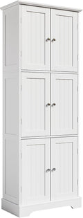 ChooChoo Tall Bathroom Storage Cabinet with 6 Doors, Freestanding Floor Cabinet with Adjustable Shelves, White Pantry Cabinet for Bathroom, Kitchen, Laundry Room
