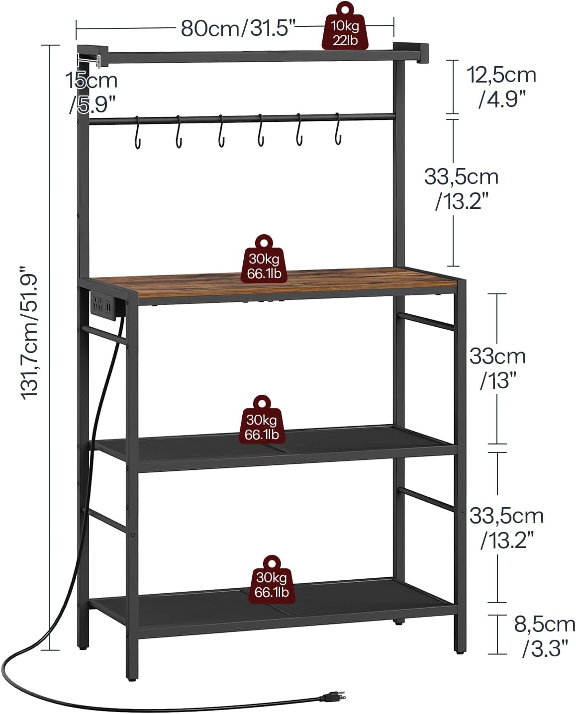 MAHANCRIS Bakers Rack with Drawer and Microwave Stand with Storage Bundle, Coffee Bar Station, BRHR48E01-BRHR351E01