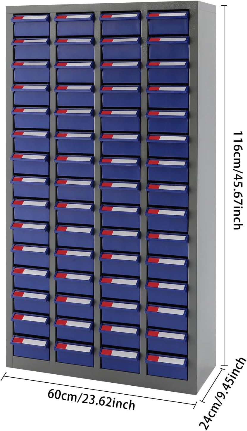 Bolt and Nut Tool Storage Cabinet,Parts Cabinet,Organization Shelves with ABS Material Drawer,Metal Organization Shelves for Garage, Store, Workshop (60 Drwaers Blue)