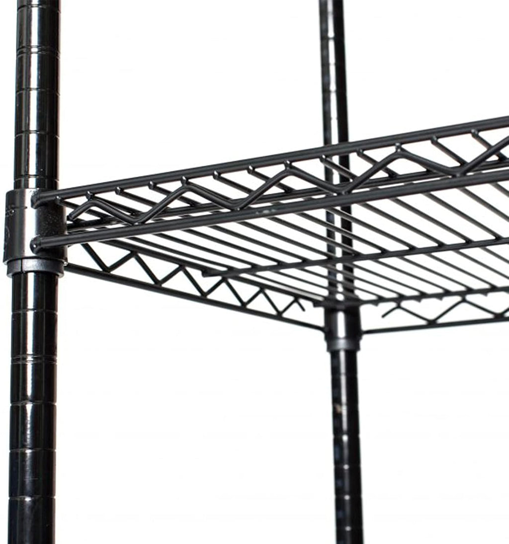 Black Storage Shelves, Heavy Duty Steel Wire Shelving Unit with Wheels,Adjustable Shelf, Used as Pantry Shelf, Garage or Bakers Rack Kitchen Shelving,Rolling Storage Rack, Corner Rack 90 x 45 x 180CM