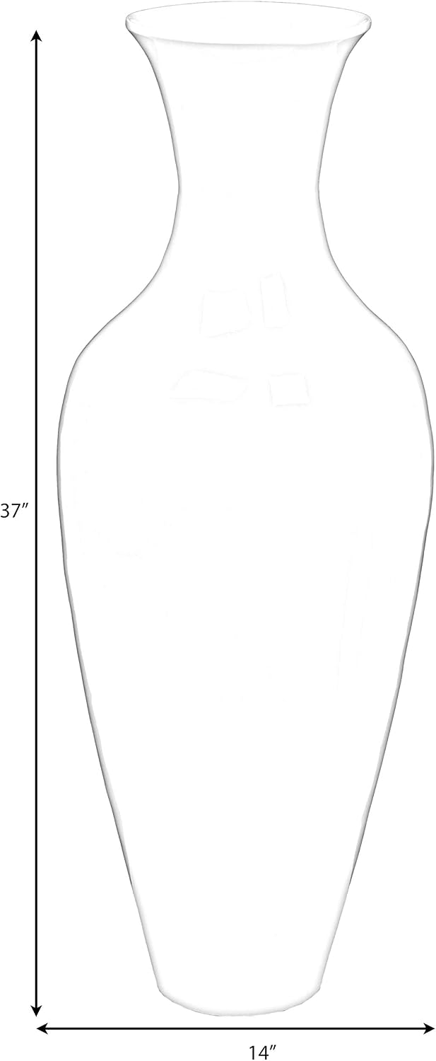 Uniquewise Tall Floor Vase, 37 Inch Bamboo Vase, Modern Vase for Dining, Living Room, Entryway, Large Flower Holder, Classic Floor Vase for Home Decor, White