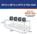 Shelving Inc. 24' d x 48' w Chrome Wire Shelving with 2 Tier Shelves, Weight Capacity 800lbs Per Shelf