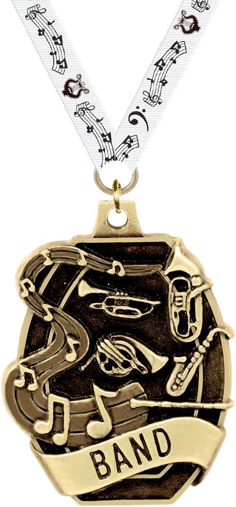 Crown Awards Music Medals- 2' Gold Band Medals