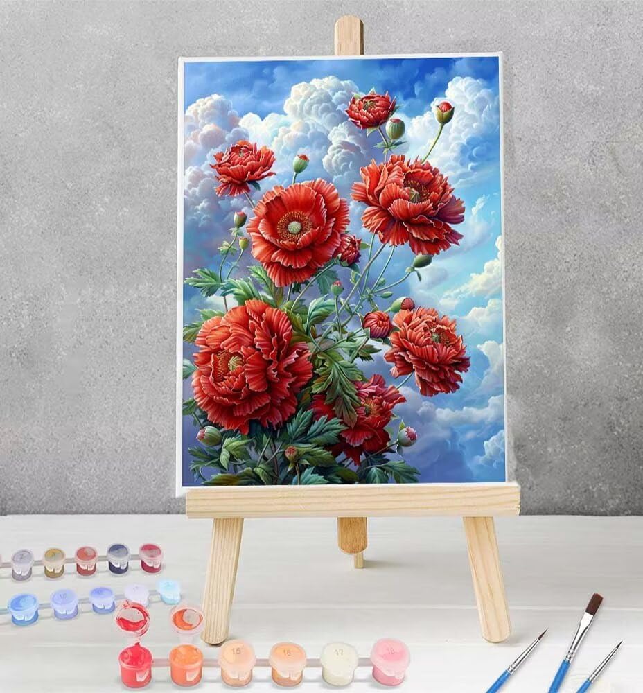 Paint by Number for Adults Flower Adult Paint by Number on Rolled Canvas Drawing Acrylic Paintwork DIY Crafts Without Frame Red40x53 inch Model YEYUMEOZS-Y