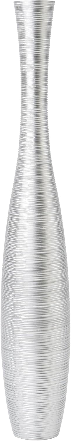 Leewadee Decorative Tall Floor Vase for Living Room Decor, 41 inches, Silver, Resin
