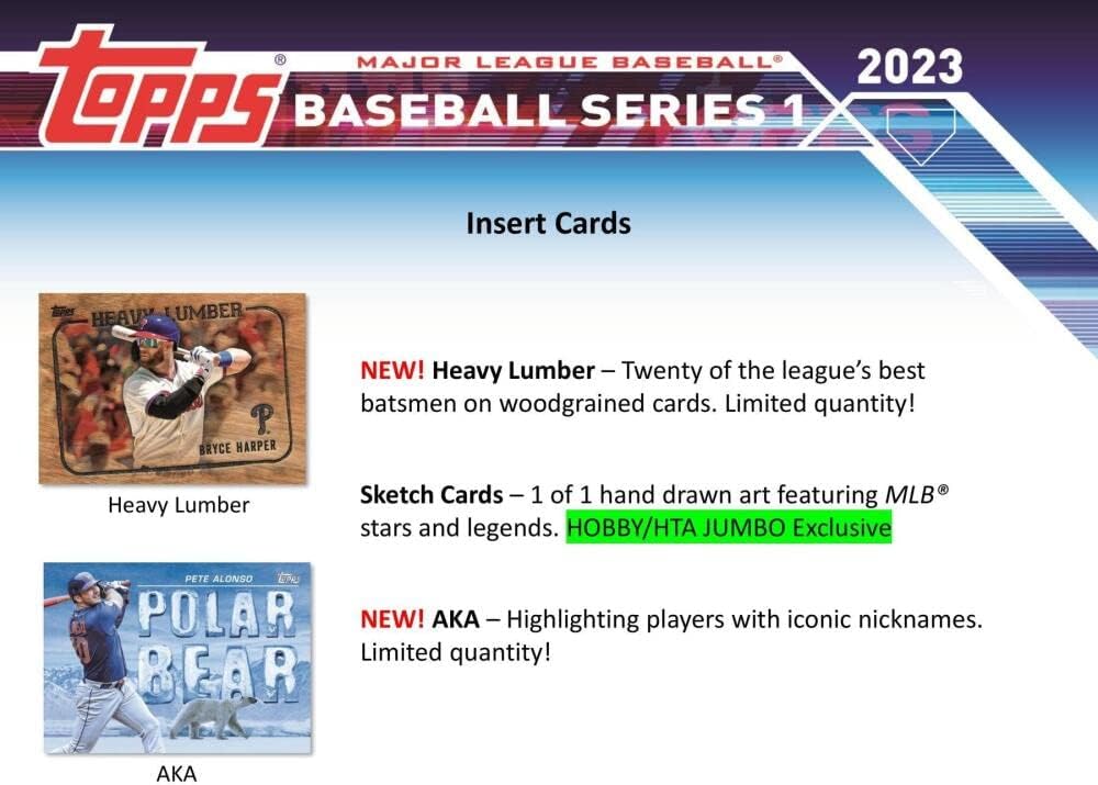2023 Topps Series 1 Baseball Jumbo Box (10 Packs/46 Cards: 1 Auto, 2 Silver Packs)