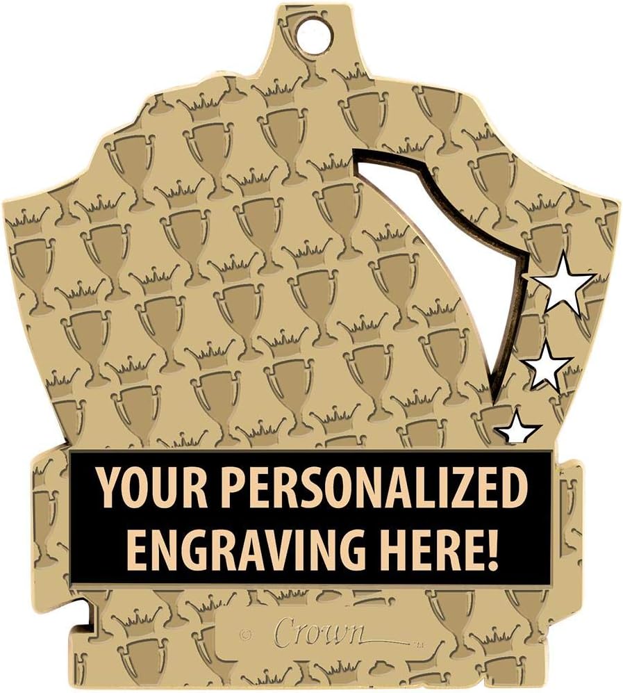 Custom Flag Football Medals, 2 1/4' Shieldz Flag Football Award Medals with Free Engraving