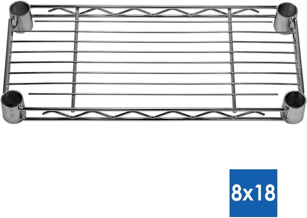 Shelving Inc. 8' d x 18' w x 84' h Chrome Wire Shelving with 4 Tier Shelves, Weight Capacity 800lbs Per Shelf