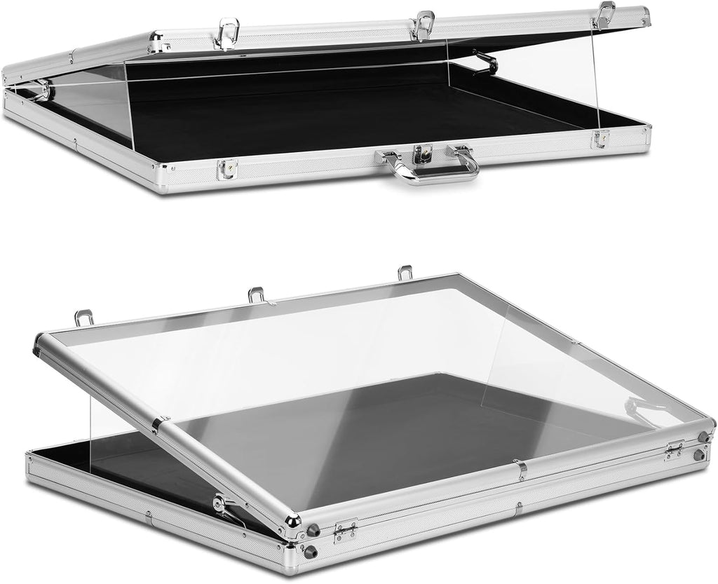 34'x22' Portable Trade Show Display Case for Trade Shows & Table Top Card Display Case – Aluminum Frame with Acrylic Side Panels for Easy Display(Sliver)