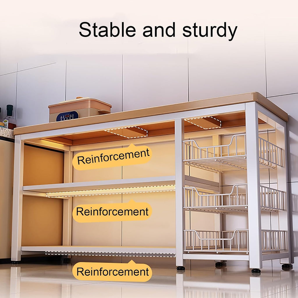 Coffee Cabinet,Kitchen Sideboard, Kitchen Cabinet,3-Tier Kitchens Baker's Rack,Utility Microwave Oven Stand with Storage Cabinet,Free Standing Kitchens Shelves Organizers(White,100cm/39.37in)