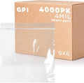 6' x 6' Small Reclosable Zip Bag - Heavy-duty 4 Mil, Bulk Case of 4,000 - Clear, Resealable Zip Top Lock for Storage & Packaging Food, Sandwiches, Cookies, Nuts, Bolts & Screws.