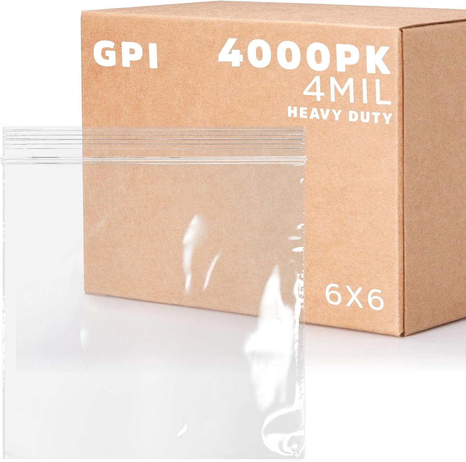 6' x 6' Small Reclosable Zip Bag - Heavy-duty 4 Mil, Bulk Case of 4,000 - Clear, Resealable Zip Top Lock for Storage & Packaging Food, Sandwiches, Cookies, Nuts, Bolts & Screws.