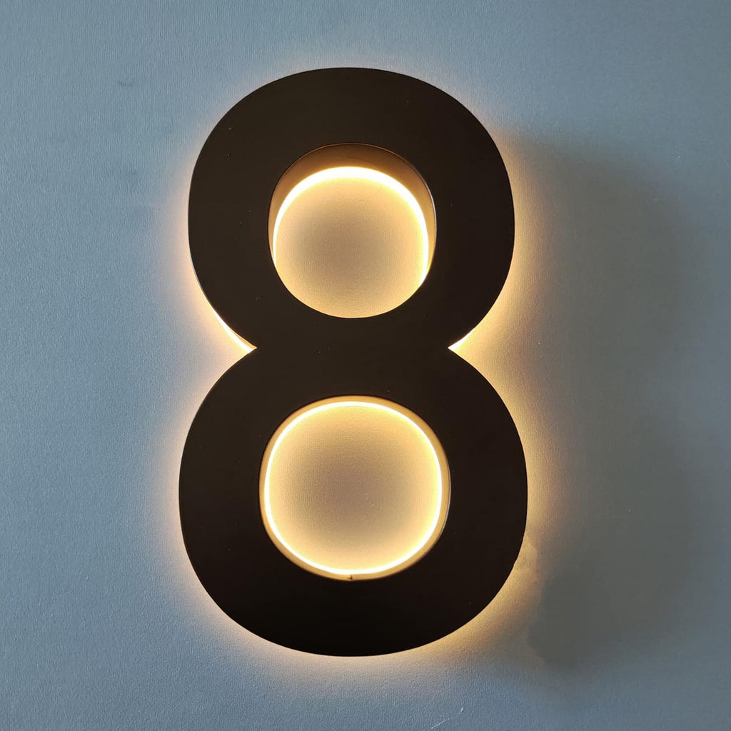 House Numbers Light Up, 16' Backlit Illuminated 3D Floating LED Address Number, Stainless Steel LED Lighted House Number, Modern House Numbers, Warm Light,T