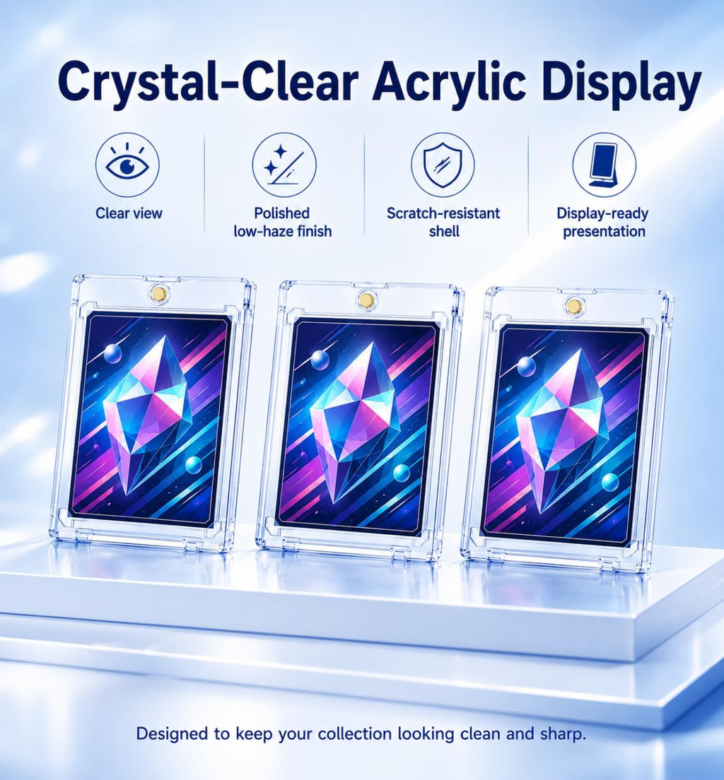 75pt Magnetic Card Holder, 100 Pack Clear Acrylic Trading Card Cases | 0.21' Clear Acrylic Trading Card Case for Slightly Thicker Cards, U-V Resistant Sports Card Protector for Thick TCG Card