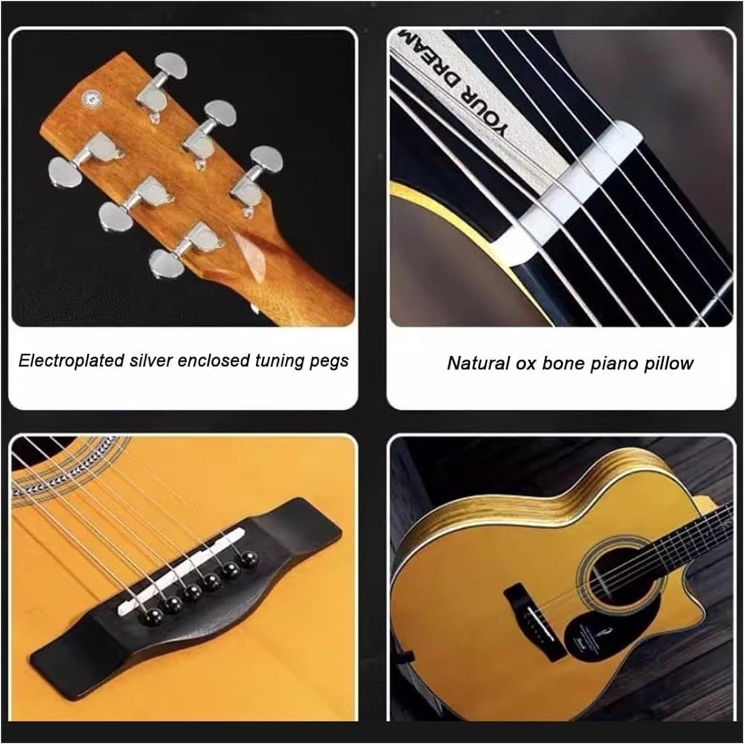 MXL&LJB Acoustic Guitar, Cutaway Bundle with Gig Bag, Picks, Strings, Strap 41 Inch Full Size Dreadnought Spruce Top for Beginners Teens Adults(Natural)