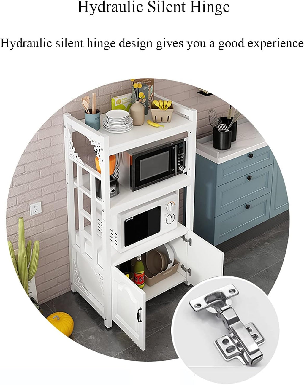 Kitchen Baker's Rack Utility Storage Shelf Microwave Stand Cart On Wheels With Side Hooks Kitchen Organizer Rack Multi-Tier Shelves Adjustable Feet For Bathroom Living Room Office ( Color : U ) (Y )