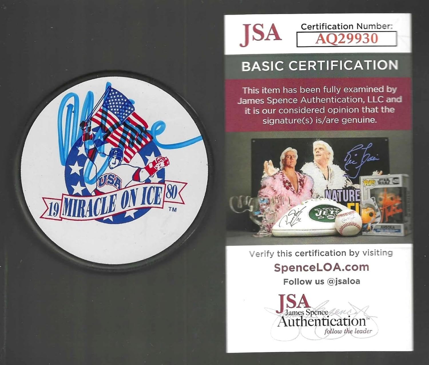 Mike Eruzione Signed 1980 Olynpics Miracle On Ice USA Medal Puck JSA COA - Autographed Olympic Pucks
