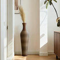 39-Inch Tall Vintage Floor Vase - Premium PVC Rattan Weave, Large Brown Standing Vase, Flower Holder for Home Decor (Brown Grey)