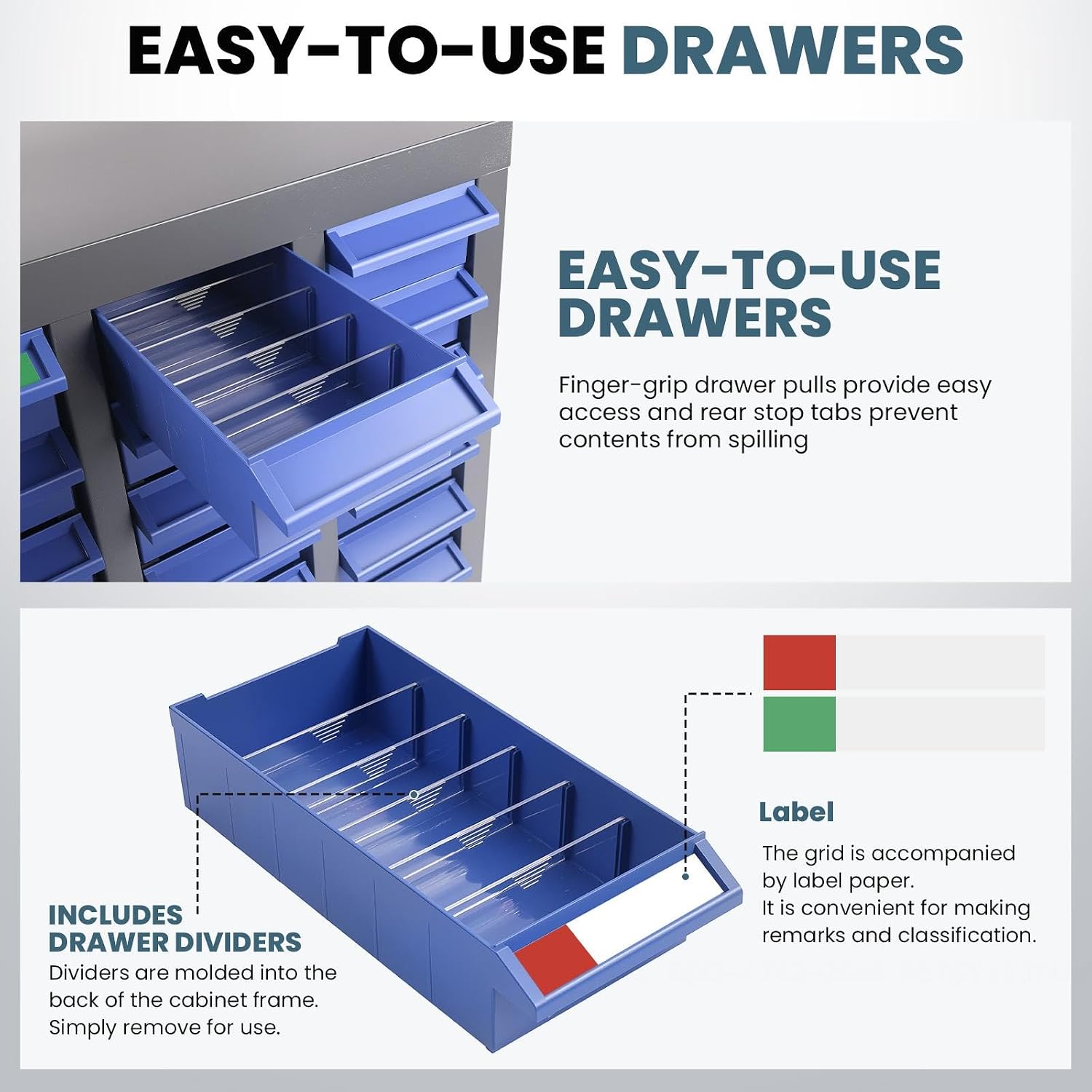 40 Drawers Parts Cabinet, Heavy Duty Nut and Bolt Organizer with ABS Material Drawers, Metal Frame Bolt Organizer Storage in Garage and Workshop
