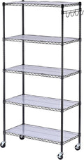 Alera 5-Shelf Wire Shelving Kit with Casters and Shelf Liners, 36w X 18d X 72h, Black Anthracite