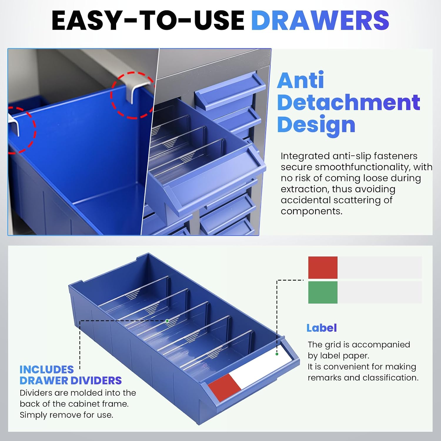 75-Drawer Small Parts Organizer, Nut and Bolt Organizer, Bolt Bin with ABS Drawers, Metal Storage Cabinet for Garage, Workshop, Home & Office, Tool Cabinet with Drawer