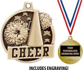 Cheerleading Medals - 1 1/2' Gold Cheer Medals, Great Kids Cheerleading Awards with Custom Engraving