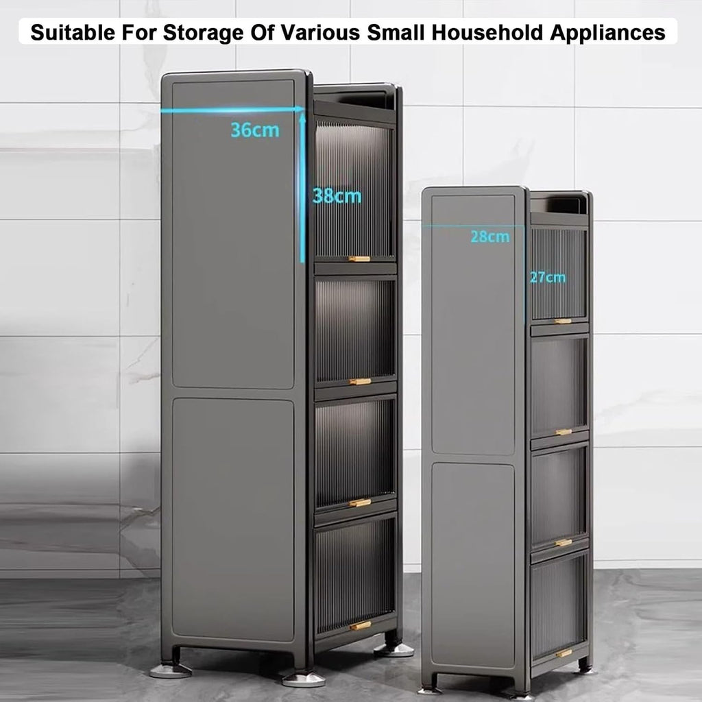 Coffee Bar Cabinet with Drawer, Bakers Rack, Microwave Stand, 4-Tier / 5-Tier Microwave Stand, Transparent Flip Switch Door Design, for Kitchen, Dining Room, Living Room (Color : 4-Layers, Size : 40