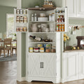Befrases Corner Cabinet, 67''H Kitchen Pantry Storage Cabinet, 6-Tier Corner Food Pantry Hutch with 4 Barn Doors and Shelves, Tall Farmhouse Furniture for Kitchen Dining Living Room, White