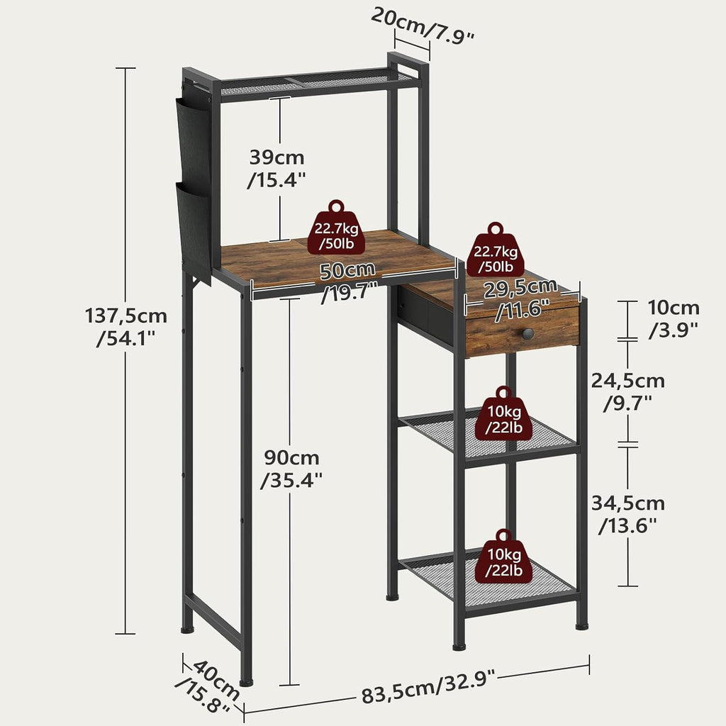 MAHANCRIS Bar Cart for Home and Fridge Stand Bundle, Bakers Rack with Refrigerator, Microwave Stand with Storage, Coffee Bar Station with 1 Drawer, Storage Shelf for Kitchen, RCJ61B01-RSHR5401