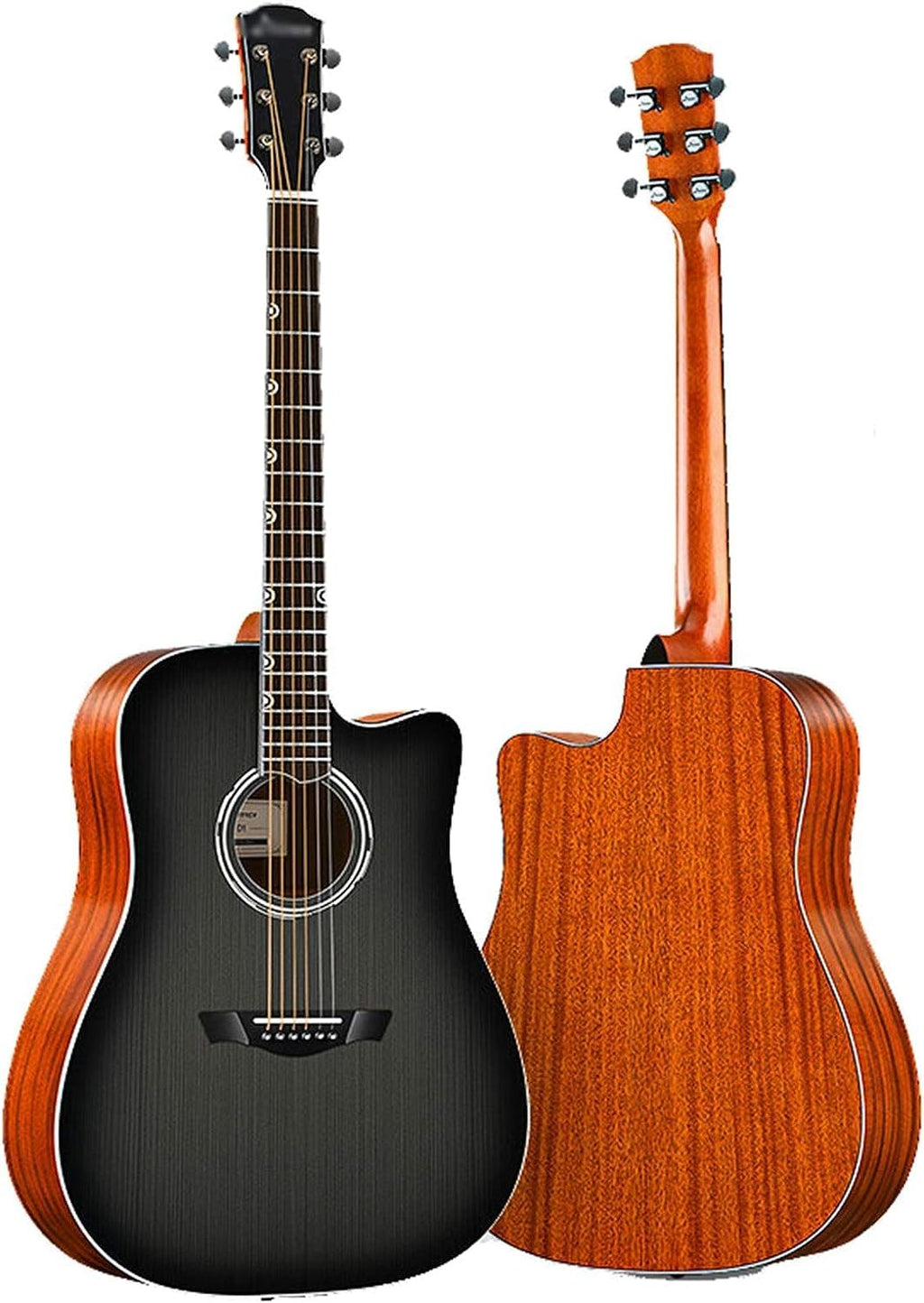 Classical Guitar 40/41 inch Beginner Girls Student Beginner Kits Cutaway Spruce Veneer Acoustic Wood Guitar (Size:41 inches,Color:Black)