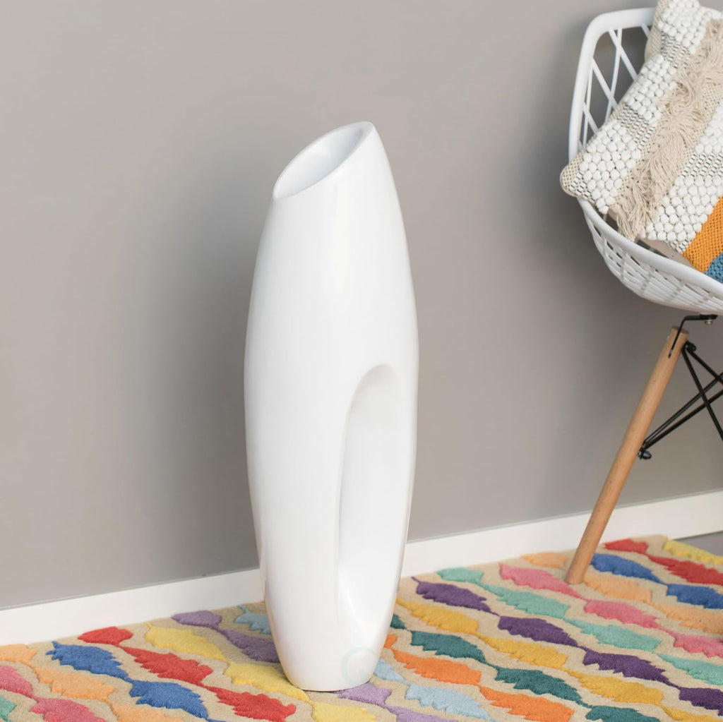 Tall Floor Vase, Modern White Large Floor Vase, Decorative Lightweight, Home Decor, for The Entryway, Dining Room, Living Room, or Bedroom, Fill with Grass, Set of 2