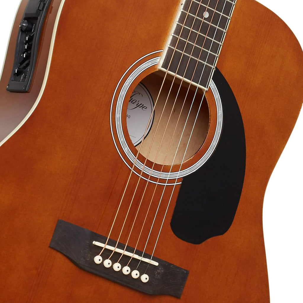 Ashthorpe Full-Size Dreadnought Acoustic-Electric Guitar Bundle - Premium Tonewoods - Brown