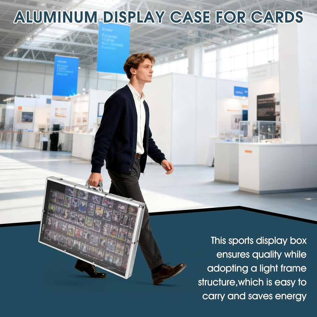 Large Card Show Display Case with Clear Acrylic,Portable Aluminum Trade Show Display Frame with Lock for MTG TCG Sports Collectibles Cards (34'x22')