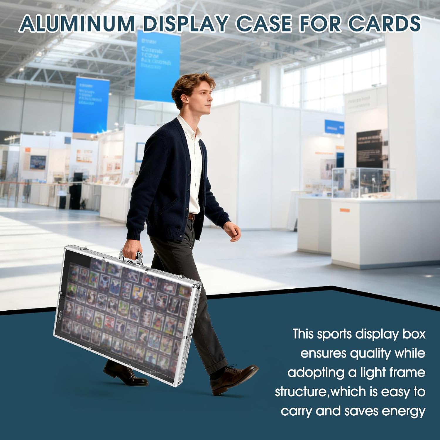Large Card Show Display Case with Clear Acrylic,Portable Aluminum Trade Show Display Frame with Lock for MTG TCG Sports Collectibles Cards (34'x22')