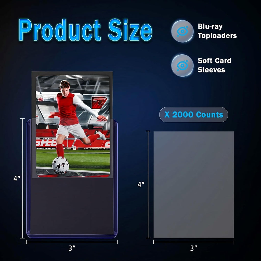 MotiMind 4000 Packs Card Sleeves Hard Plastic Sleeves 3'x 4' Baseball Card Protectors for Trading Sports Game Football Cards