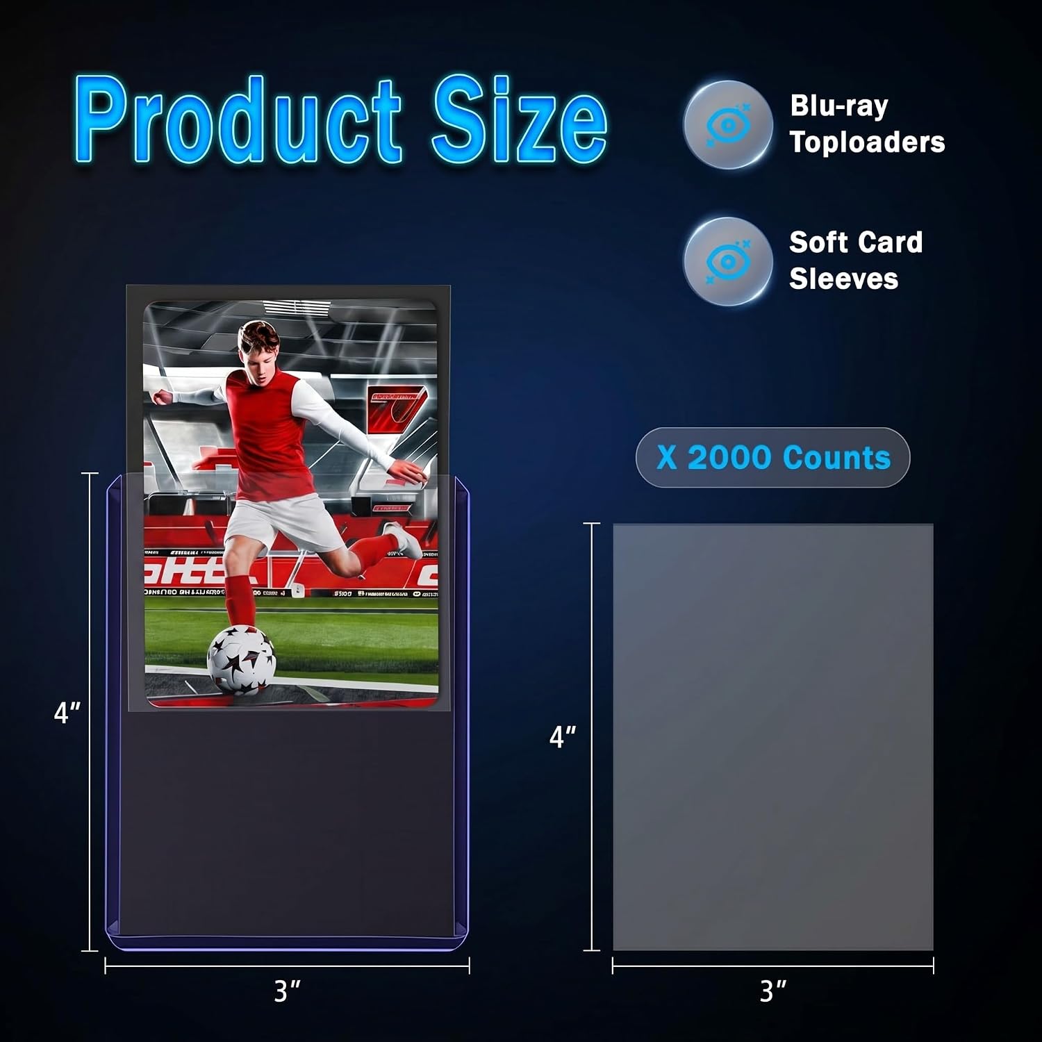 MotiMind 4000 Packs Card Sleeves Hard Plastic Sleeves 3'x 4' Baseball Card Protectors for Trading Sports Game Football Cards