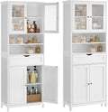 VASAGLE Storage Cabinet, Freestanding Storage Unit with Adjustable Shelves, Drawer, Open Compartments, for Bathroom, Living Room, Kitchen, Cloud White UBBC768WH01S