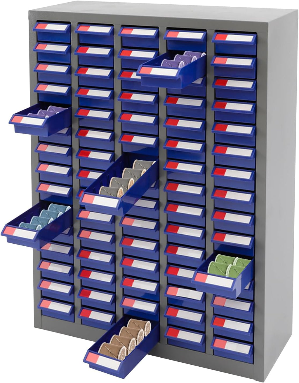 Bolt and Nut Tool Storage Cabinet,Parts Cabinet,Organization Shelves with ABS Material Drawer,Metal Organization Shelves for Garage, Store, Workshop (Blue 75 Drawers)