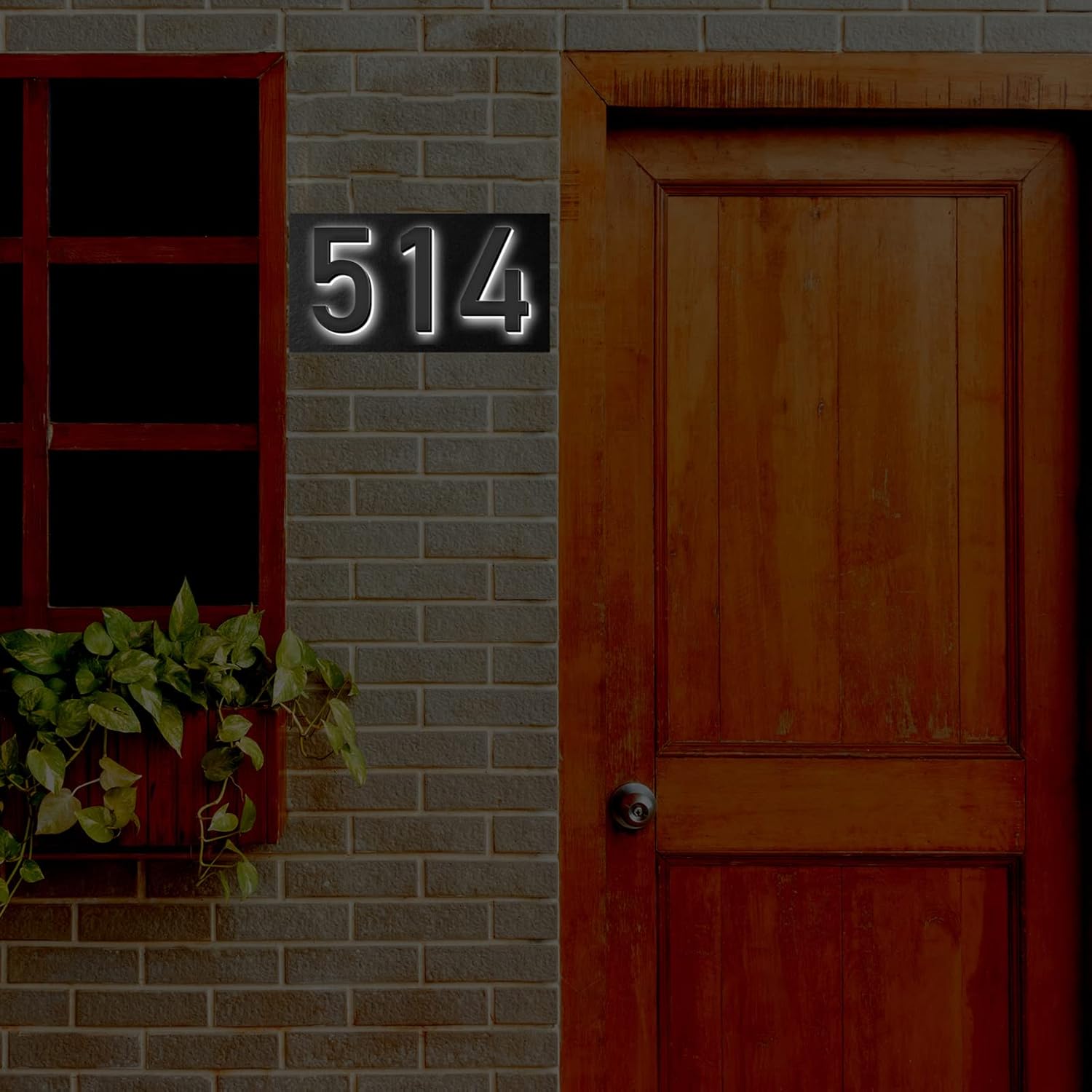 Stainless Steel Modern Backlit LED Illuminated Home Address Number,Illuminated Address Sign Plaque House Numbers LED Lighted, Light Up House Numbers,20 Inch/500mm,R